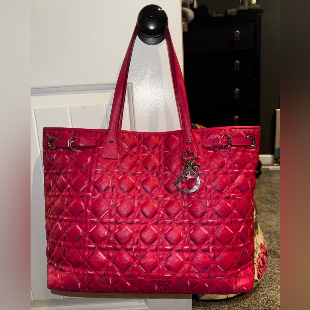 Christian Dior Panarea Cannage Tote- Pink Limited print-Large-Made in Italy COA